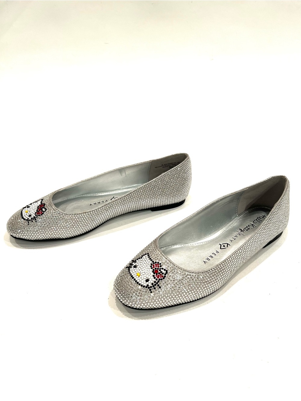 Katy Perry Collections x Hello Kitty Silver Crystal Rhinestone Ballet Flats NEW - Picture 4 of 12